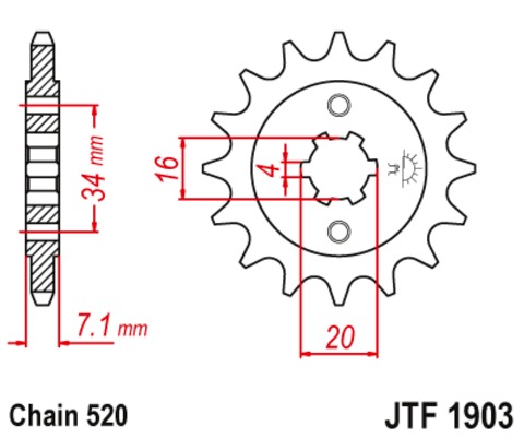 Продажа MTX Звезда цепного привода аналог JTF1903