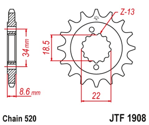 Продажа MTX Звезда цепного привода аналог JTF1908