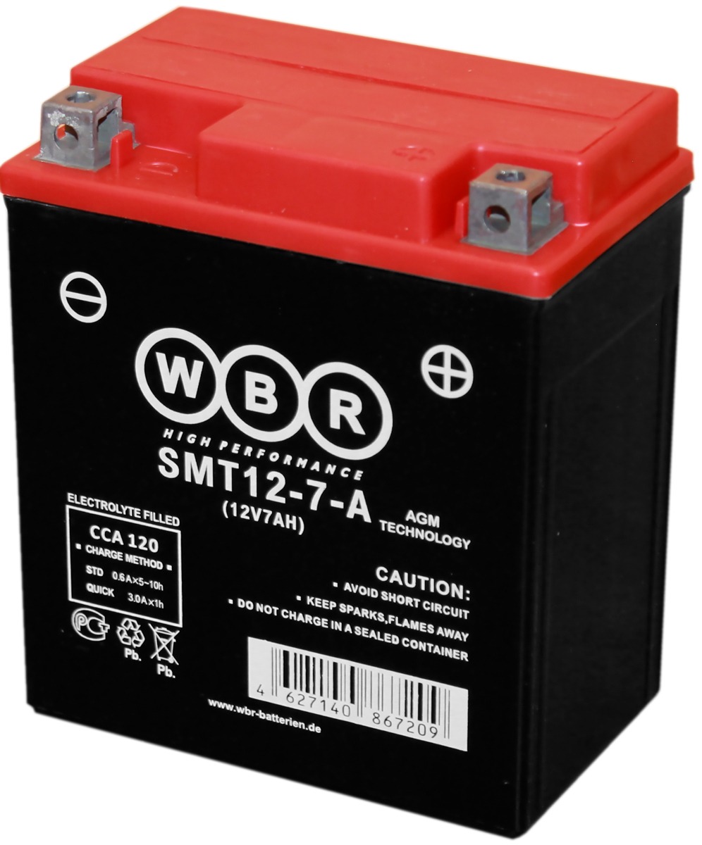 Продажа Аккумулятор WBR SMT 12-7A для мототехники(YTX7L-BS)